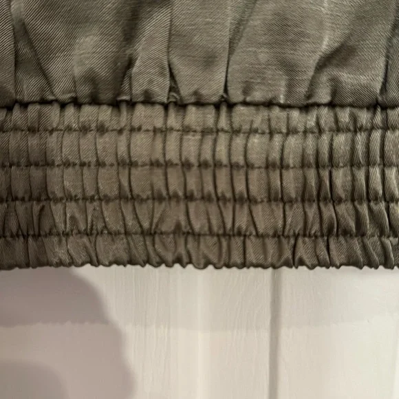 Zara Lightweight Satin Olive Green Bomber Jacket Sz Small - Picture 4 of 15